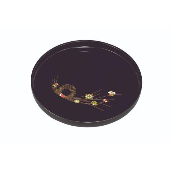 紀州漆器 8.0丸盆 黒 水引宝尽くし 24cm お盆 トレー 伝統工芸 運び盆