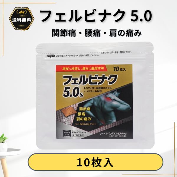 フェルビナク 5.0 湿布 テープ 10枚（10枚入×1袋） 関節痛 腰痛 肩の痛み 7cm x 10cm シップ 伸縮タイプ 冷感 第2類医薬品