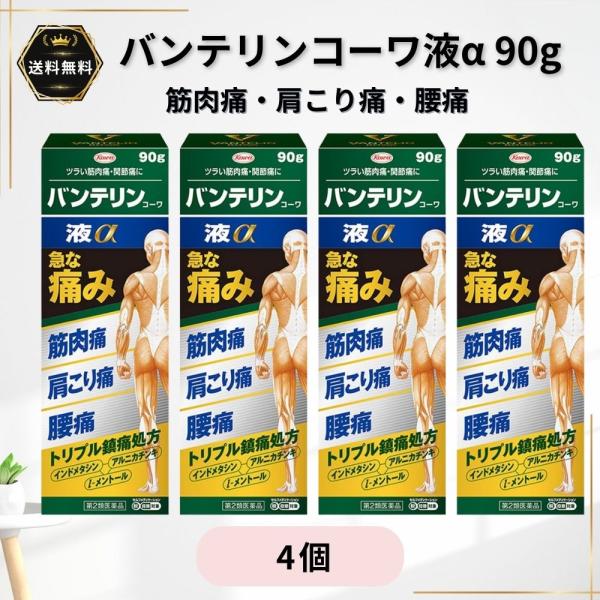バンテリンコーワ液α 90g 4個 肩こり 腰痛 肩 腰 ひじ ひざ 手足 塗り薬 Kowa 興和 第2類医薬品