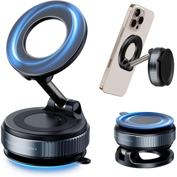 【強力磁気吸着、安定と信頼】真空マグネット式携帯電話ホルダーは真空吸着と強力磁気吸着の先進的な二重技術を採用し、あらゆる路面状況でも携帯電話の安定性を確保します。 【簡単な取り付け】取り付けは非常に簡単で、複雑な工具や面倒な手順を必要としま...