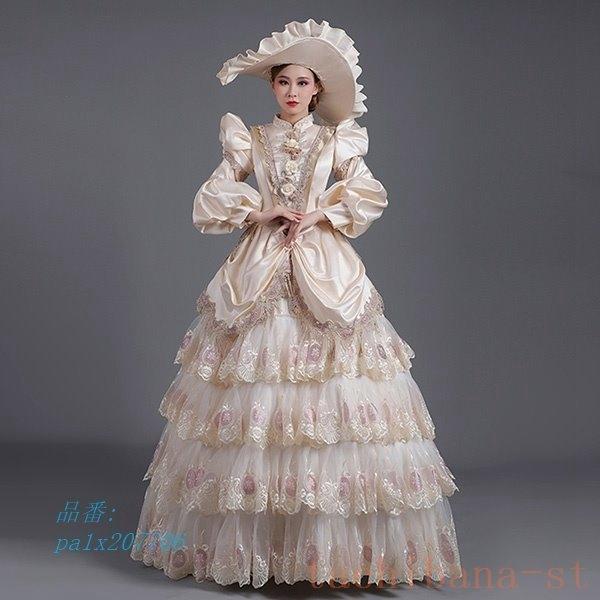 ロングドレス貴族ドレスお姫様ドレス中世ヨーロッパパフスリーブ刺繍帽子付きワンピースプリンセスライン貴族風イベント舞台衣装 Nam8138d2e6491 ひろみんストア 通販 Yahoo ショッピング