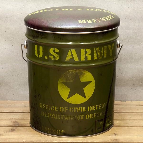 ペール缶】レトロ風雑貨 ペール缶スツール U.S ARMY : なんまらドット