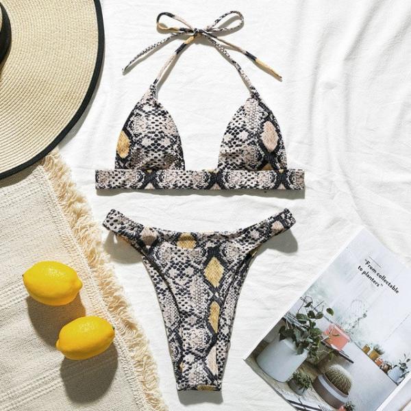 女性水着 ヘビ柄 ストリング tバック ブラジルビキニ 1872-1 L