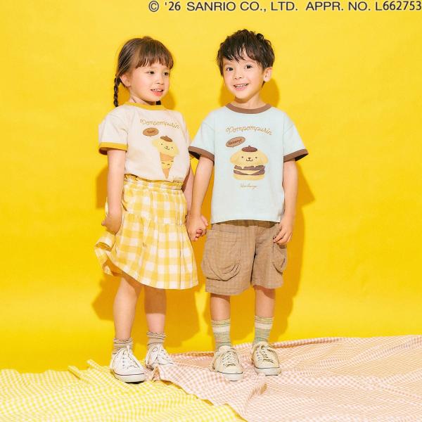 子供服 Tシャツ サンリオ 女の子 ポムポムプリン キッズ 半袖 おしゃれ かわいい セラフ 夏 春 綿100 140cm 130 120 110 100 キャラクター 幼稚園 保育園 小学生