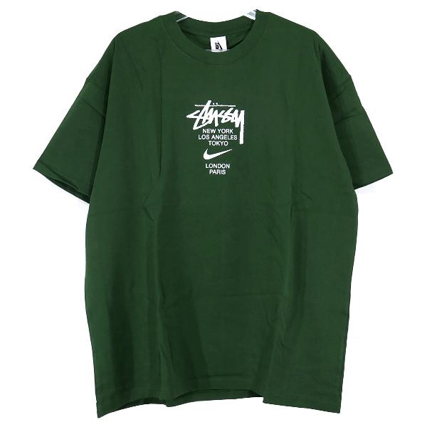 ステューシー STUSSY x NIKE ナイキ 20AW M NRG SS INTERNATIONAL TEE DD3342 010  インターナショナル Tシャツ グリーン 緑