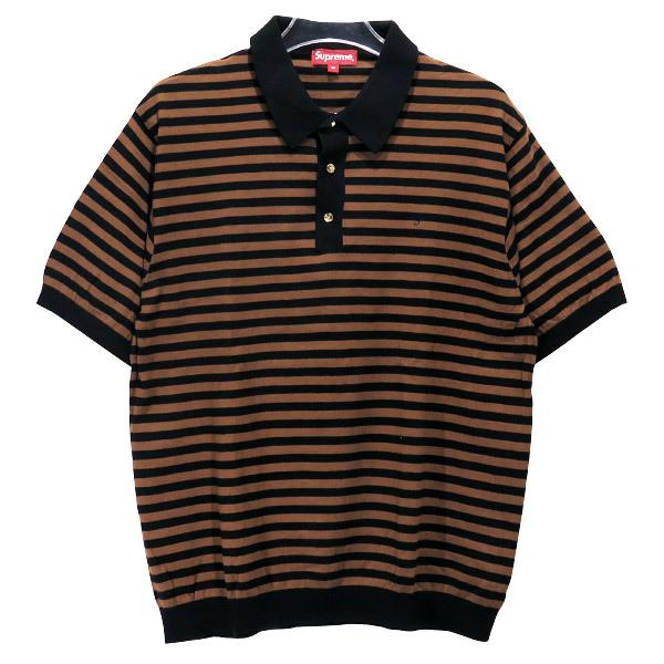 シュプリーム シャツ SUPREME 18SS STRIPED KNIT POLO ストライプド ニット ポロ ブラウン ブラック ボーダー 半袖