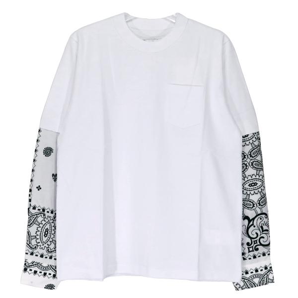 sacai サカイ 21SS ARCHIVE PRINT MIX LONG SLEEVE T-SHIRT 21-02477M アーカイブ プリント  ミックス ロングスリーブ Tシャツ ホワイト バンダナ ロンT