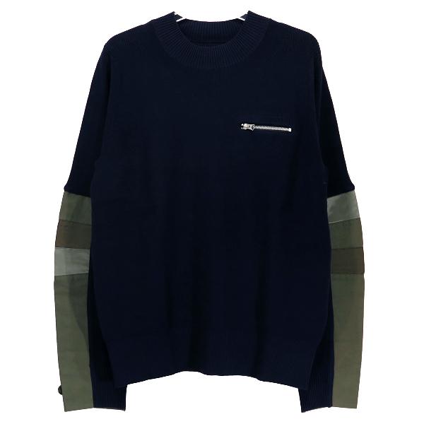 sacai サカイ 21SS COTTON NYLON OXFORD KNIT PULLOVER 21-02508M