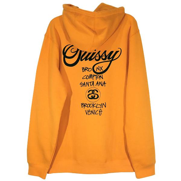 STUSSY ステューシー WORLD TOUR PULL OVER HOODIE ワールド ツアー プルオーバー フーディー オレンジ トップス  スウェット パーカー