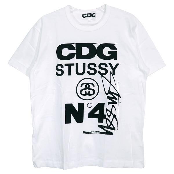 COMME des GARCONS CDG コムデギャルソン シーディージー x STUSSY ステューシー TEE SH-T002 AD2021  Tシャツ ホワイト ショートスリーブ