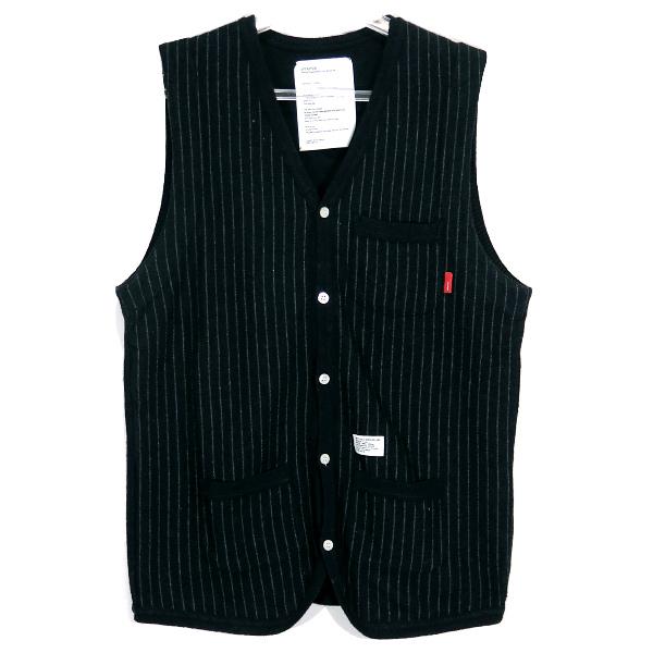 【美品】WTAPS　ダブルタップス　リネン混ミリタリーベスト　ブラック WTAPS（ダブルタップス） 09AW LOUNGE/VEST.BUTTON.WCS 092MADT-KNM07