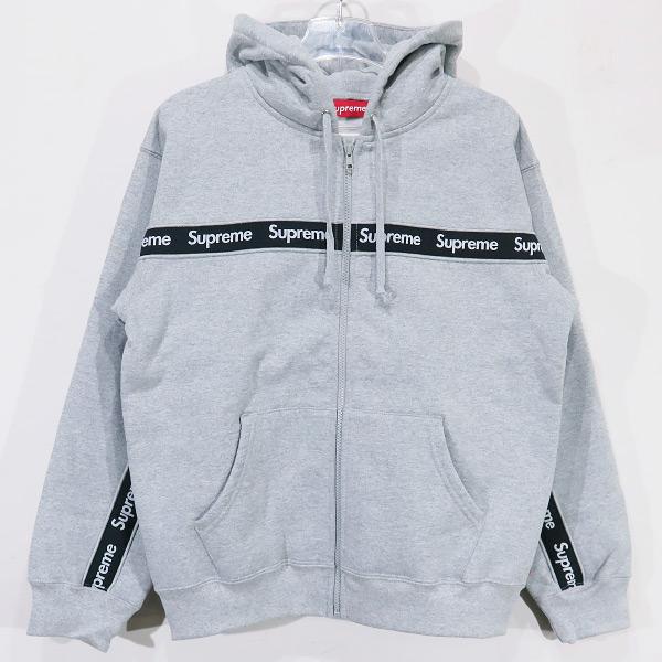 SUPREME シュプリーム 19AW TEXT STRIPE ZIP UP HOODED SWEATSHIRT