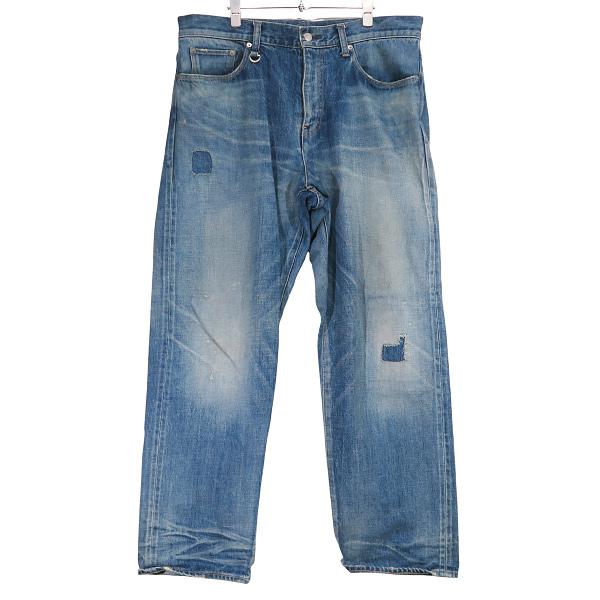 uniform experiment ダメージ加工 ワイドストレートデニム SOPH. | DAMAGED HEM TUCK WIDE STRAIGHT JEANS(2 BLACK):