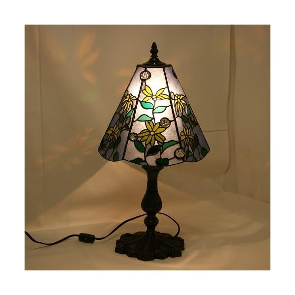 ステンドグラス ランプ六面体・黄色い花 : ステンドグラス七色つむぎ  