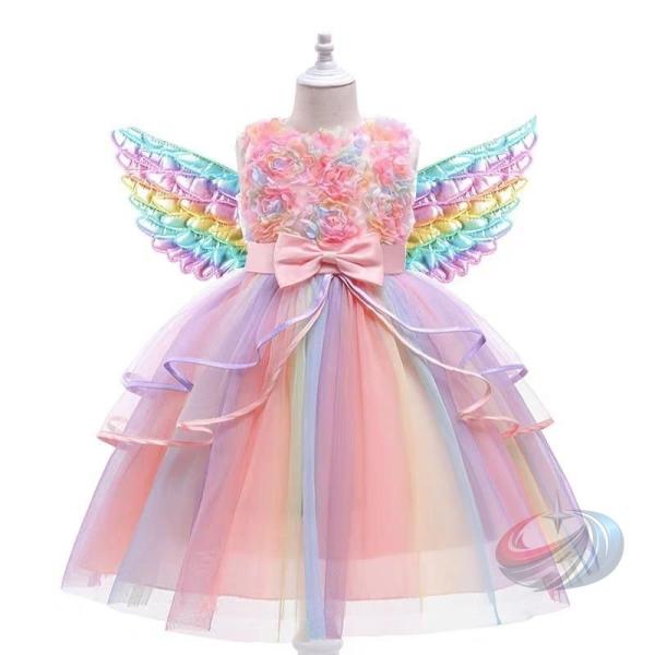 ドレス フォマールセレモニードレス ドレスプリンセスユニコーンドレス ドレスプリンセス 晟恒中馳 子供女の子洋装 子供 虹色 プリンセス 風卒業式発表会入