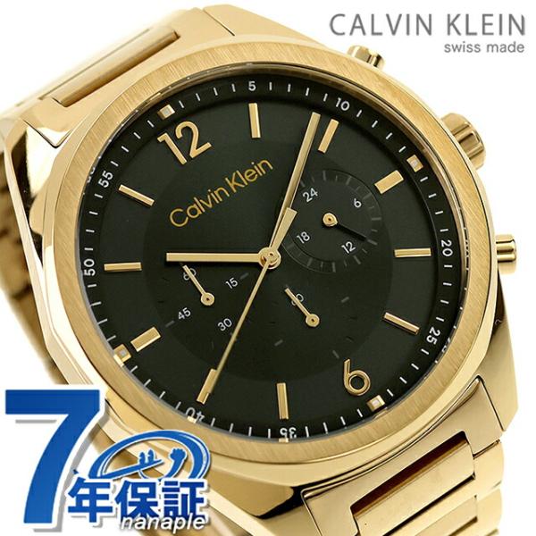 カルバンクライン フォース クォーツ 電池式 腕時計 ブランド メンズ クロノグラフ Calvin Klein 25200266 アナログ ブラック ゴールド 黒