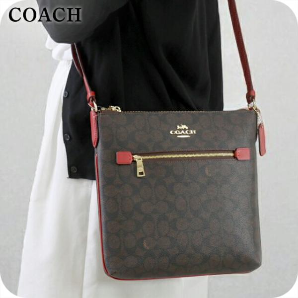 COACH コーチ ショルダーバッグ メッセンジャーバッグ レディース CCQ27 IMXD0 ダークブラウン/レッド 斜めがけ