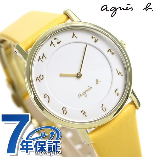 アニエスベー 時計 レディース マルチェロ 30周年 限定モデル FCSK714 agnes b. ホワイト×イエロー 腕時計 革ベルト