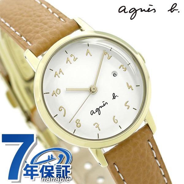アニエスベー 時計 レディース FCSK933 agnes b. マルチェロ ホワイト×ライトブラウン 革ベルト