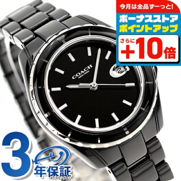 未使用 コーチ COACH ☆ レザー クオーツ 腕時計 アナログ ブラック COACH コーチ プレストン クオーツ 腕時計 ブランド レディース