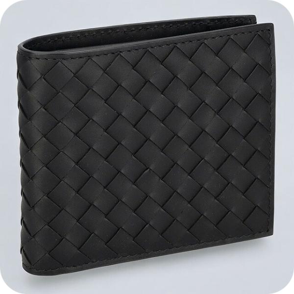 ボッテガヴェネタ 二つ折り財布 コンパクト メンズ BOTTEGA VENETA イントレチャート レザー 193642 V47W1 8803 ブラック ウォレット ブランド 高級 おしゃれ