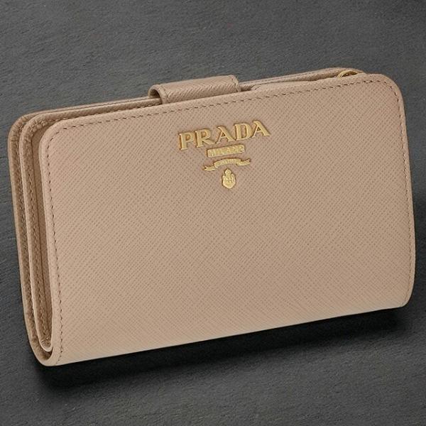 プラダ 2つ折り財布 - 1ML225 ベージュ PRADA（プラダ） 二つ折り財布 レディース ブランド レザー 1ML225