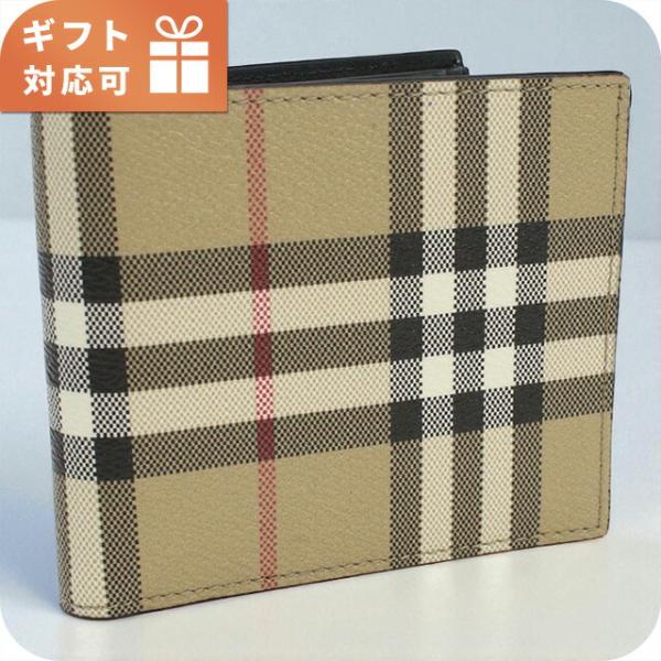 BURBERRY バーバリー 8084169 二折財布小銭入付き ARCHIVE BEIGE ベージュ系 マルチカラー メンズ BURBERRY（バーバリー） 二つ折り財布小銭入付き コンパクト メンズ