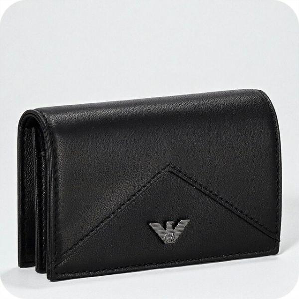 エンポリオアルマーニ EMPORIO ARMANI カードケース 名刺入れ EM003602 AF19365 UC001 幾何学ディテール メンズ ブラック 本革 レザー カ EMPORIO ARMANI エンポリオ・アルマーニ カードケース メンズ ブランド