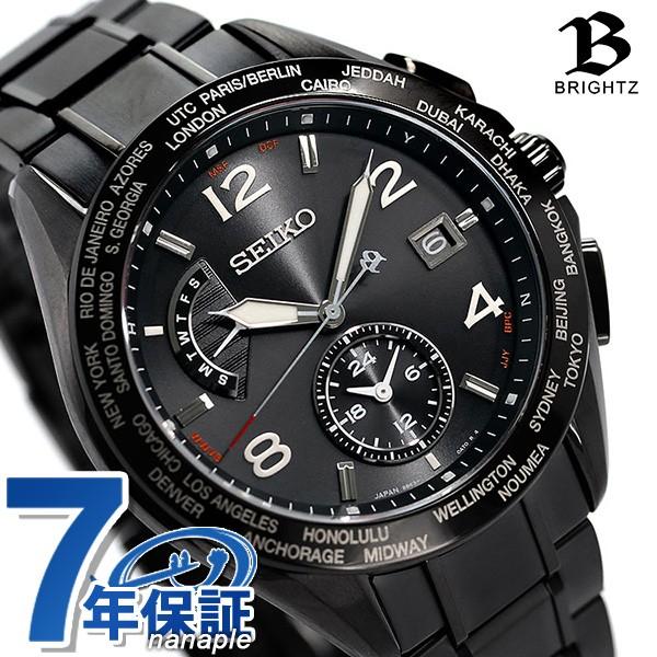 セイコー ブライツ 周年 限定モデル デュアルタイム チタン 電波ソーラー メンズ 腕時計 Saga303 Seiko Brightz オールブラック 黒 腕時計のななぷれ 通販 Paypayモール