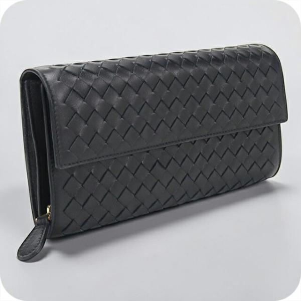 中古 ボッテガ ヴェネタ BOTTEGA VENETA 2ML107 ユニセックス 長財布 イントレチャート ブラック レザー BOTTEGA VENETA（ボッテガ・ヴェネタ） 中古 長財布二折 レディース