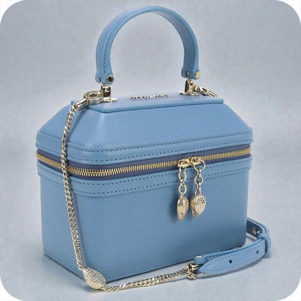 BVLGARI ブルガリ セルペンティ ハンドバッグ ブルー レザー ミニバッグ BVLGARI（ブルガリ） 中古 バニティ-バッグ レディース ブランド