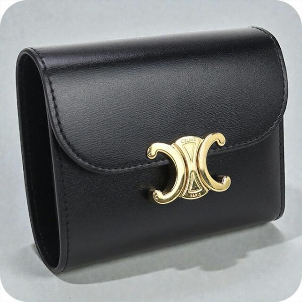 セリーヌ スモールフラップウォレット 三つ折り財布 レザー 10D783DPV.38SI レディース CELINE  中古 CELINE（セリーヌ） スモールフラップウォレット 三つ折り財布 レザー