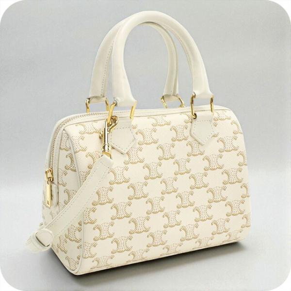 CELINE ボストンバッグ 手提げ ホワイトマカダム柄 トリオンフ 大容量 CELINE セリーヌ ボストンバッグ マカダム柄 トリオンフ 大容量 CELINE