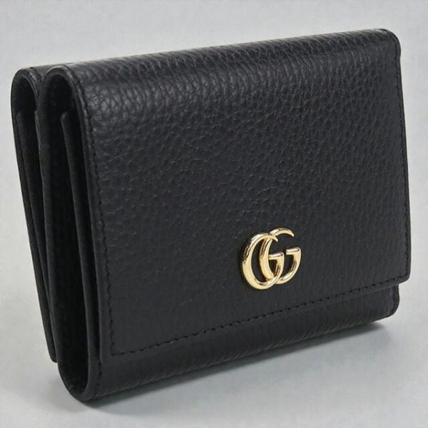 ◇極美品◇グッチ　三つ折り財布　474746　GGマーモント　レザー　ブラック GUCCI（グッチ） 中古 三つ折り財布 レディース ブランド GUCCI GG