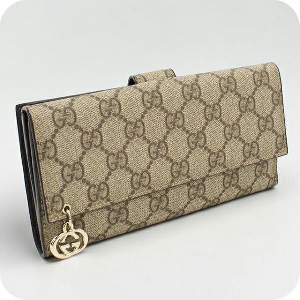 グッチ 長財布二折 レディース ブランド GUCCI GGスプリーム Wホック長財布 212104 ベージュ