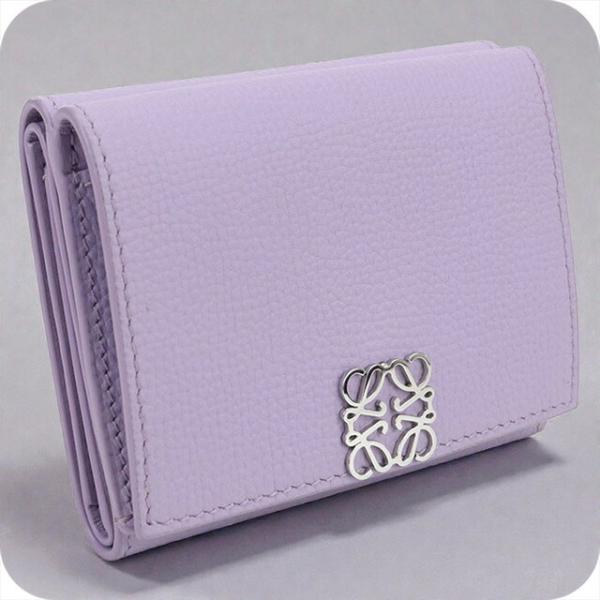 ロエベ アナグラム トライフォールドウォレット 三つ折り 財布 パープル LOEWE（ロエベ） 中古 三つ折り財布 レディース ブランド アナグラム