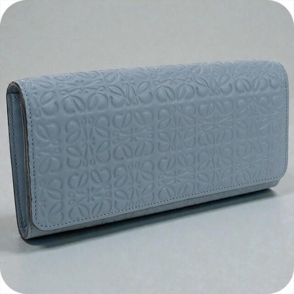 中古良品LOEWE ロエベ 長財布二折 107.55.F11 コンチネンタルウォレット アナグラム リピート レディース ブルー LOEWE（ロエベ） 中古 長財布二折 レディース ブランド アナグラム