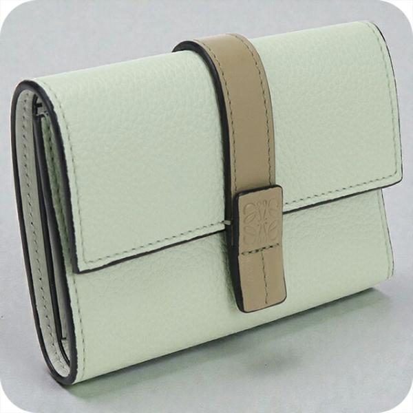 ロエベLOEWEバーティカルウォレットグリーン系 三つ折り財布 レザー LOEWE（ロエベ） 中古 三つ折り財布 レディース ブランド バーティカル