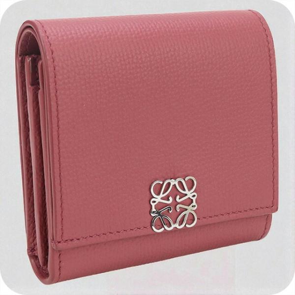 LOEWE アナグラム 二つ折り財布 ベージュ×ピンク コンパクトウォレット LOEWE（ロエベ） 中古 二折財布 レディース ブランド アナグラム