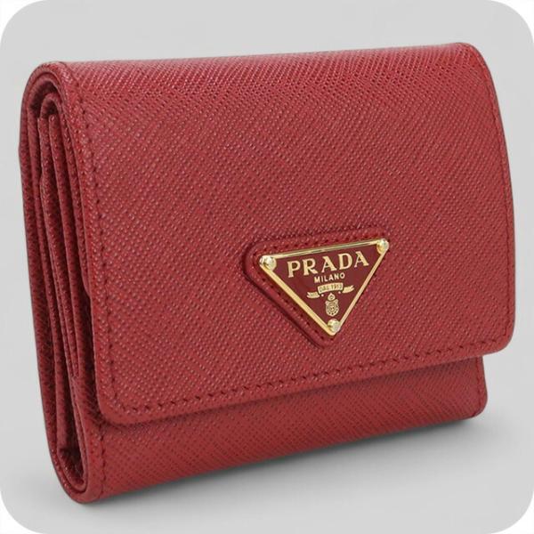 PRADA（プラダ） 中古 三折財布 レディース ブランド レッド 財布