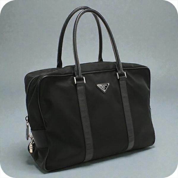 中古PRADAプラダビジネスバッグレザー型押黒 PRADA（プラダ） 中古 ブリーフケース メンズ ブランド レザー