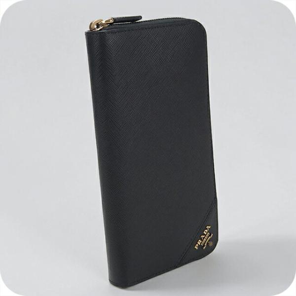 プラダ ラウンドファスナー 長財布 サフィアーノ ブラック 2ML317 PRADA（プラダ） 中古 長財布 ラウンドファスナー メンズ ブランド