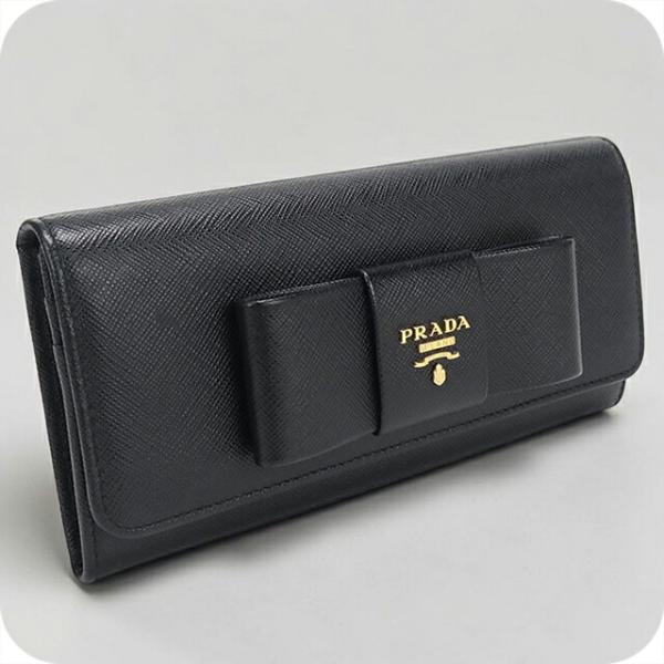 美品❣️ PRADA ブラック サフィアーノ　レザー 長財布　1M1132 PRADA（プラダ） 中古 長財布二折 レディース ブランド サフィアーノ