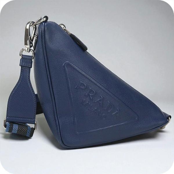 中古良品PRADA プラダ 斜め掛け ショルダーバッグ 2VH155 トライアングル メンズ ブルー PRADA（プラダ） 中古 斜め掛け ショルダーバッグ メンズ ブランド