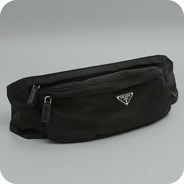 【美品】プラダ ボディバッグ ウエストポーチ レザー×ナイロン 黒 2VL132 PRADA（プラダ） バッグ ボディバッグ ウエストポーチ ヒップバッグ