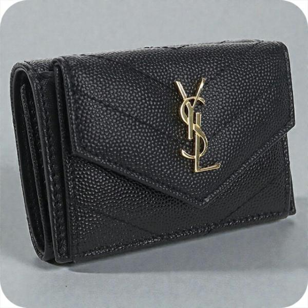 美品！サンローラン YSL 三つ折り財布 ブラック即購入OK！ SAINT LAURENT 三つ折り財布 黒 【公式通販】