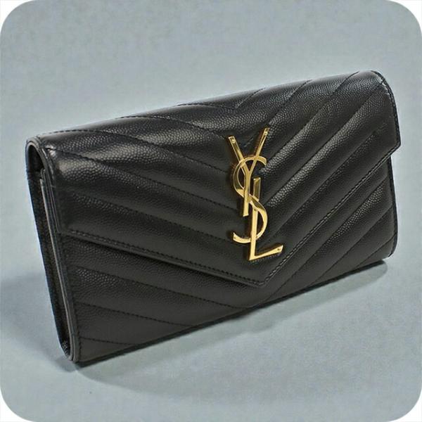 【美品】サンローラン 長財布 YSLライン ラージフラップウォレット レディース 国内発】SAINT LAURENT YSLライン ラージ フラップウォレット (Saint
