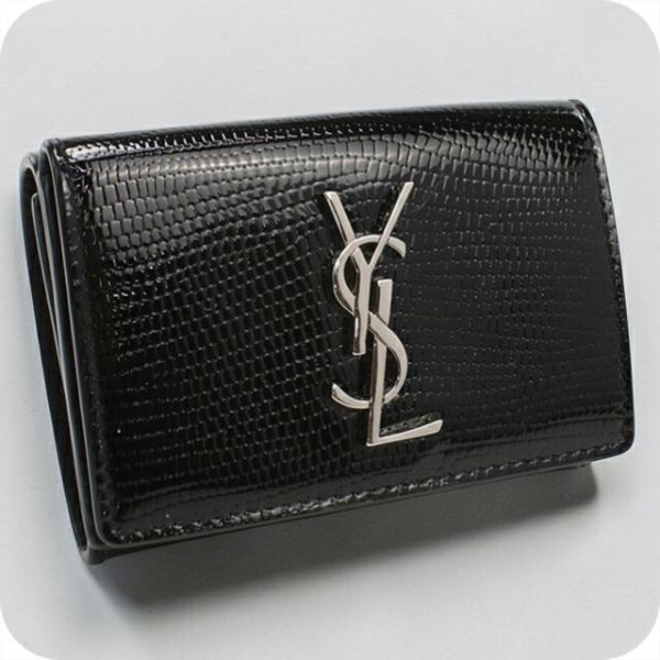 SAINT LAURENT 中古 サンローラン 三つ折り財布 コンパクト 三折財布