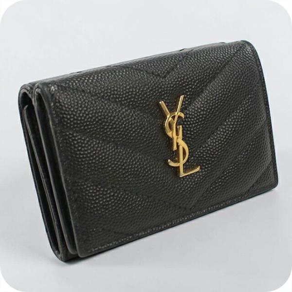 SAINT LAURENT タイニーウォレット　ブラック三つ折り財布 SAINT LAURENT 中古 サンローラン 三つ折り財布 コンパクト 三折財布