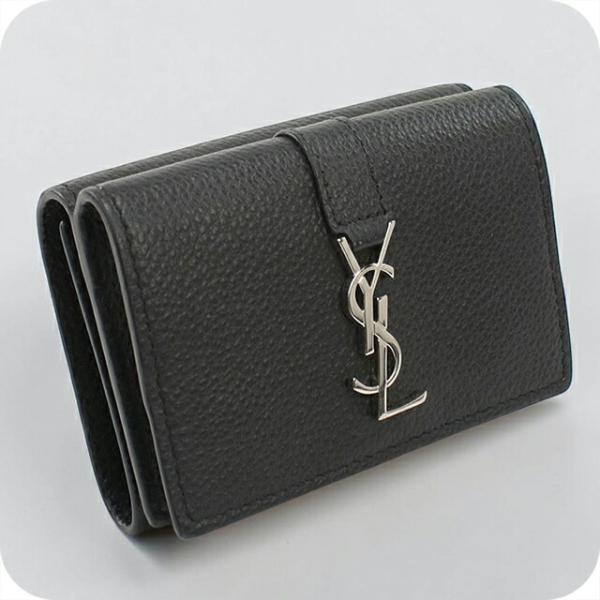 SAINT LAURENT 中古 サンローラン 三つ折り財布 コンパクト 三折財布